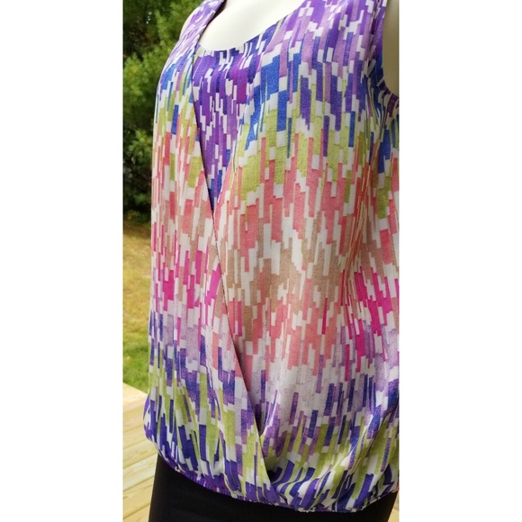 Liz Claiborne Abstract Print Faux 2-pieces Top, M - Picture 7 of 7